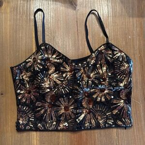Marc New York crop sleeveless sequin top, size Medium